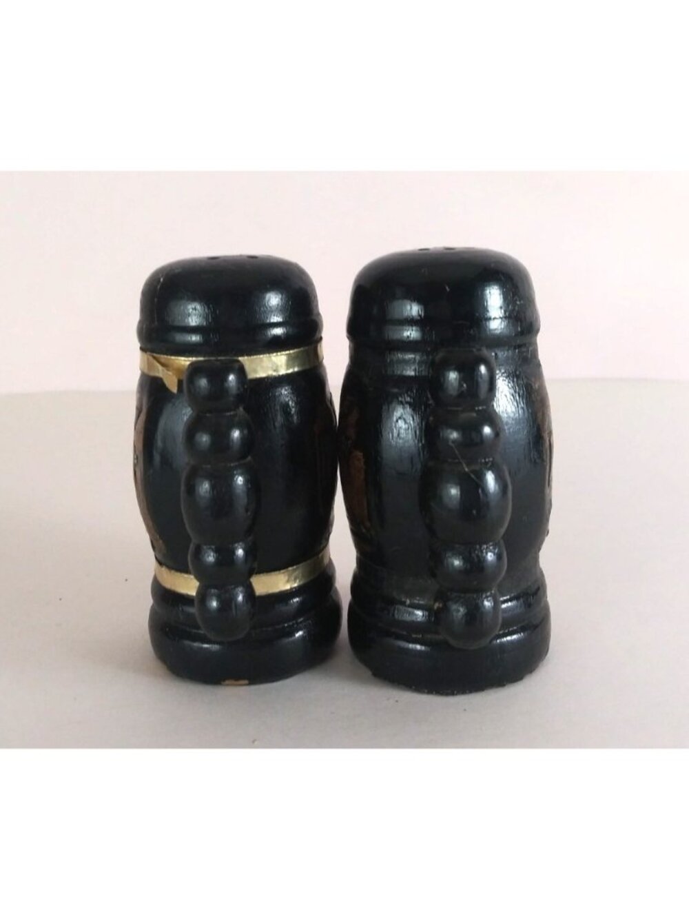 Vintage Native American Indian Wooden Stein 3" Salt & Pepper Shakers - Picture 3 of 5